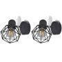 Set 2 Applique con Rete in Stile Industriale Nero Lampadina LED