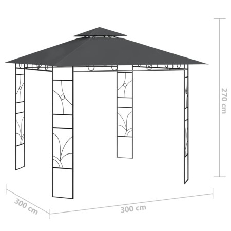 Gazebo 3x3x2,7 m Antracite 160 g/m²