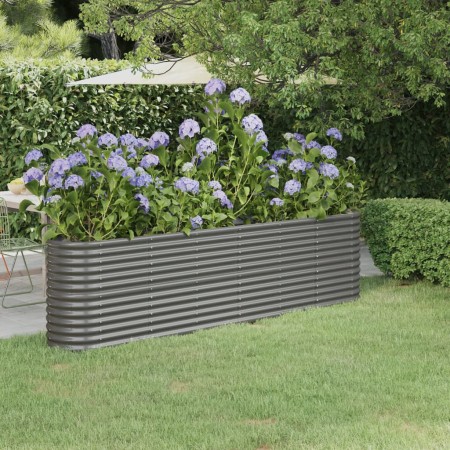 Letto Giardino Acciaio Verniciato a Polvere 260x40x68 cm Grigio