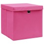 Contenitori con Coperchi 4 pz 28x28x28 cm Rosa