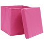 Contenitori con Coperchi 4 pz 28x28x28 cm Rosa