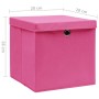 Contenitori con Coperchi 4 pz 28x28x28 cm Rosa