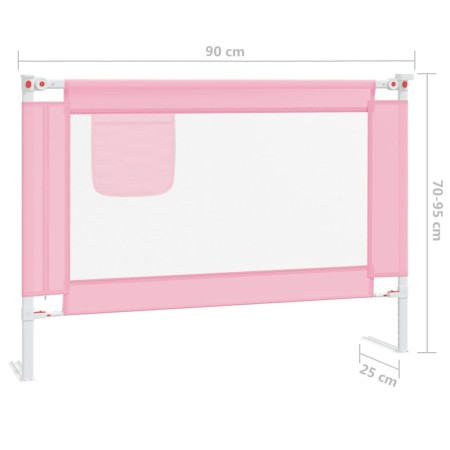 Sponda Letto di Sicurezza per Bambini Rosa 90x25 cm in Tessuto