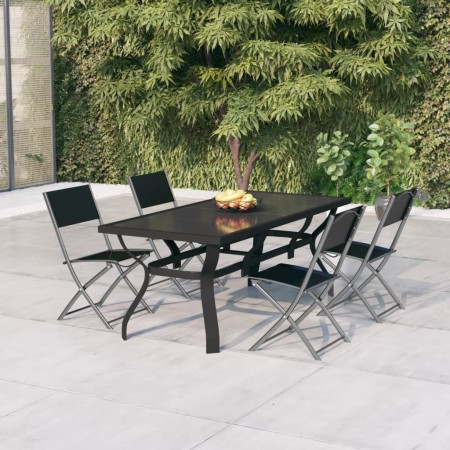 Set da Pranzo da Giardino 5 pz Grigio e Nero