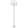 Lampione da Giardino E27 220 cm in Alluminio 3 Lampade Bianco