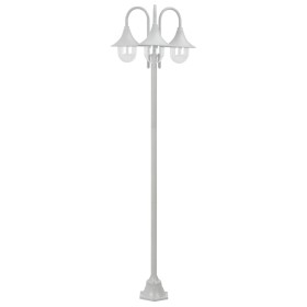 Lampione da Giardino E27 220 cm in Alluminio 3 Lampade Bianco