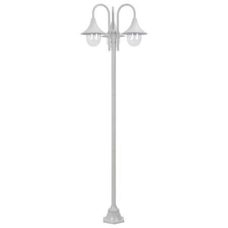 Lampione da Giardino E27 220 cm in Alluminio 3 Lampade Bianco