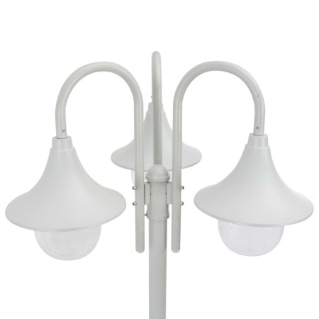 Lampione da Giardino E27 220 cm in Alluminio 3 Lampade Bianco