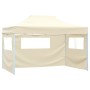 Gazebo Professionale Pieghevole con 3 Pareti 3x4m Acciaio Crema