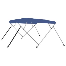 Bimini di Prua con Tendalino a 4 Archi Blu 243x180x137 cm