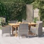 Set da Pranzo per Giardino 7 pz con Cuscini Grigio