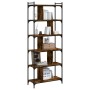 Libreria Rovere Fumo 6 Ripiani 76x32x192 cm Legno Multistrato