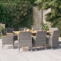 Set da Pranzo per Giardino 9 pz con Cuscini Grigio