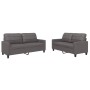 Set di Divani 2 pz con Cuscini Grigio in Similpelle