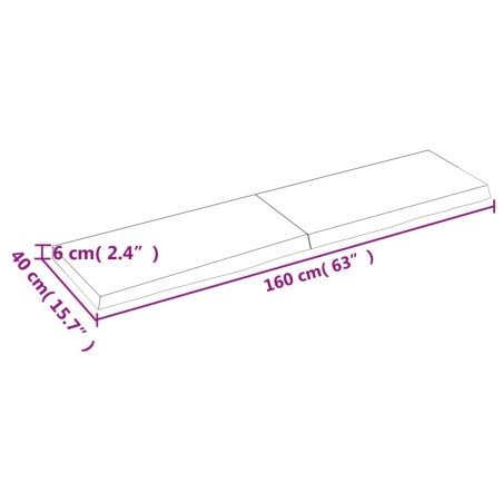 Ripiano Marrone Scuro 160x40x(2-6) cm Massello Rovere Trattato