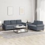 Set di Divani 2 pz con Cuscini Grigio Scuro in Velluto