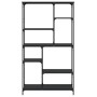 Libreria Nera 99x35,5x176 cm in Legno Multistrato e Acciaio