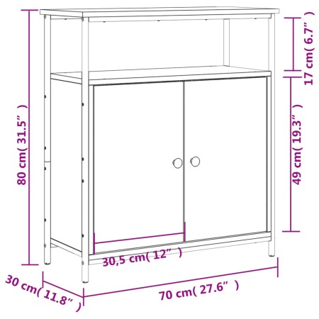 Credenza Rovere Sonoma 70x30x80 cm in Legno Multistrato