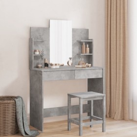 Toeletta con Specchio Grigio Cemento 96x39x142 cm