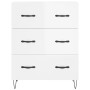 Credenza Bianco Lucido 69,5x34x180 cm in Legno Multistrato