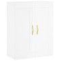 Credenza Bianco Lucido 69,5x34x180 cm in Legno Multistrato