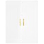 Credenza Bianco Lucido 69,5x34x180 cm in Legno Multistrato
