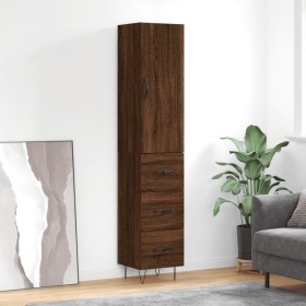 Credenza Rovere Marrone 34,5x34x180 cm in Legno Multistrato