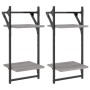 Mensole a Parete con Aste 2pz Grigio Sonoma 30x25x65 cm