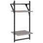 Mensole a Parete con Aste 2pz Grigio Sonoma 30x25x65 cm