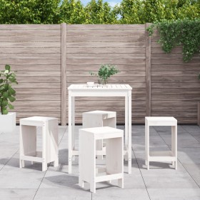 Set Bar da Giardino 5 pz Bianco in Legno Massello di Pino