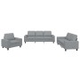 Set di Divani 3 pz Grigio Chiaro in Tessuto