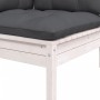 Set Divani da Giardino 3 pz con Cuscini Bianco in Massello Pino