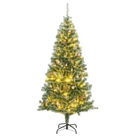 Albero di Natale Artificiale con 300 LED Palline e Neve 210 cm