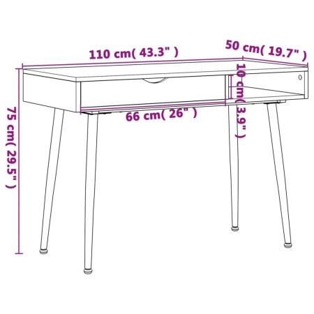 Scrivania con Cassetto Marrone 110x50x75 cm Legno Multistrato