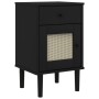 Comodino SENJA Aspetto Rattan Nero 40x35x65 cm in Legno Pino