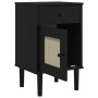 Comodino SENJA Aspetto Rattan Nero 40x35x65 cm in Legno Pino