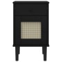 Comodino SENJA Aspetto Rattan Nero 40x35x65 cm in Legno Pino