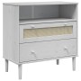 Credenza SENJA Aspetto Rattan Bianco 80x40x80 cm Massello Pino