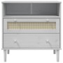 Credenza SENJA Aspetto Rattan Bianco 80x40x80 cm Massello Pino