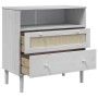 Credenza SENJA Aspetto Rattan Bianco 80x40x80 cm Massello Pino