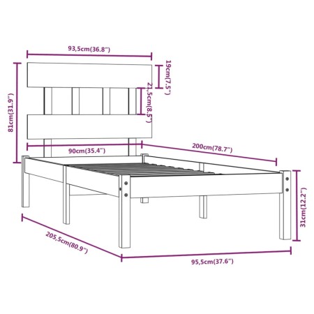 Giroletto in Legno Massello 90x200 cm