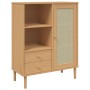 Credenza SENJA Aspetto Rattan Marrone 90x40x112cm Massello Pino