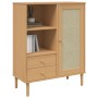 Credenza SENJA Aspetto Rattan Marrone 90x40x112cm Massello Pino