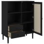 Credenza SENJA Aspetto Rattan Nero 90x40x112 cm Massello Pino