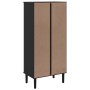 Credenza SENJA Aspetto Rattan Nera 60x35x130 cm Legno Pino