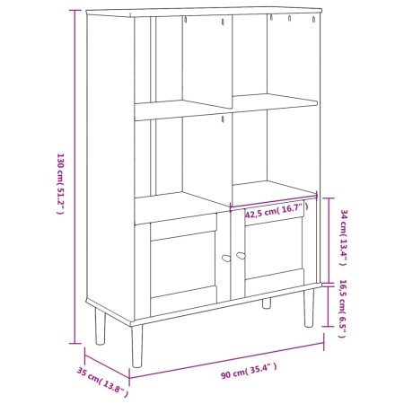 Credenza SENJA Aspetto Rattan Bianco 90x35x130 cm Massello Pino