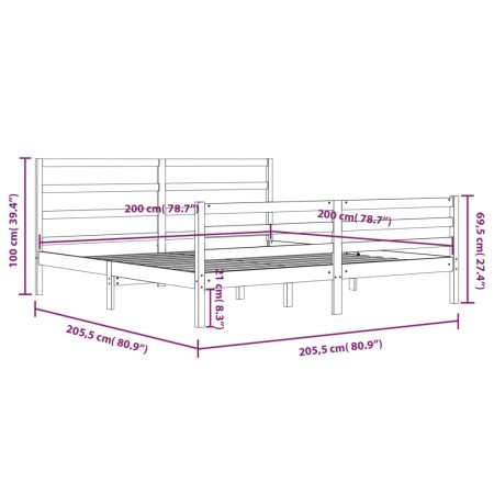 Giroletto Grigio in Legno Massello di Pino 200x200 cm