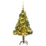 Albero Natale Artificiale 150 LED Palline e Neve Fioccata 120cm