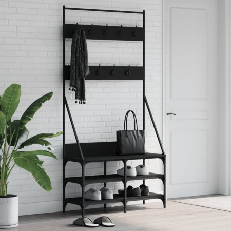 Appendiabiti con Porta Scarpe Nero 90x34x184 cm