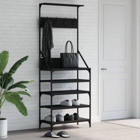 Appendiabiti con Porta Scarpe Nero 70x34x184 cm